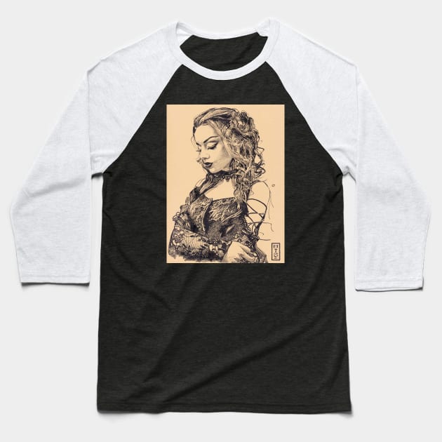 Goth Girl Baseball T-Shirt by MuzzaSmokesArt
